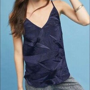 NWT Navy Anthropologie Floreat Crinkle Tank top XS